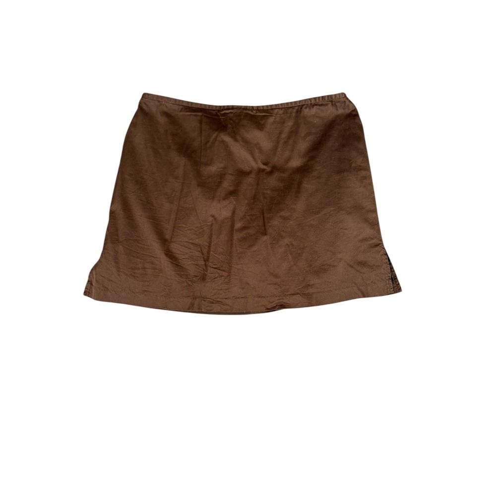 Bamboo Traders Brown Cotton Blend Mini Skort Size‎ 14 Back Zip Side Slits